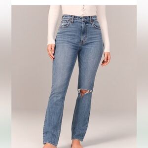 Abercrombie & Fitch curve love ultra high rise 90s slim Straight jean ripped